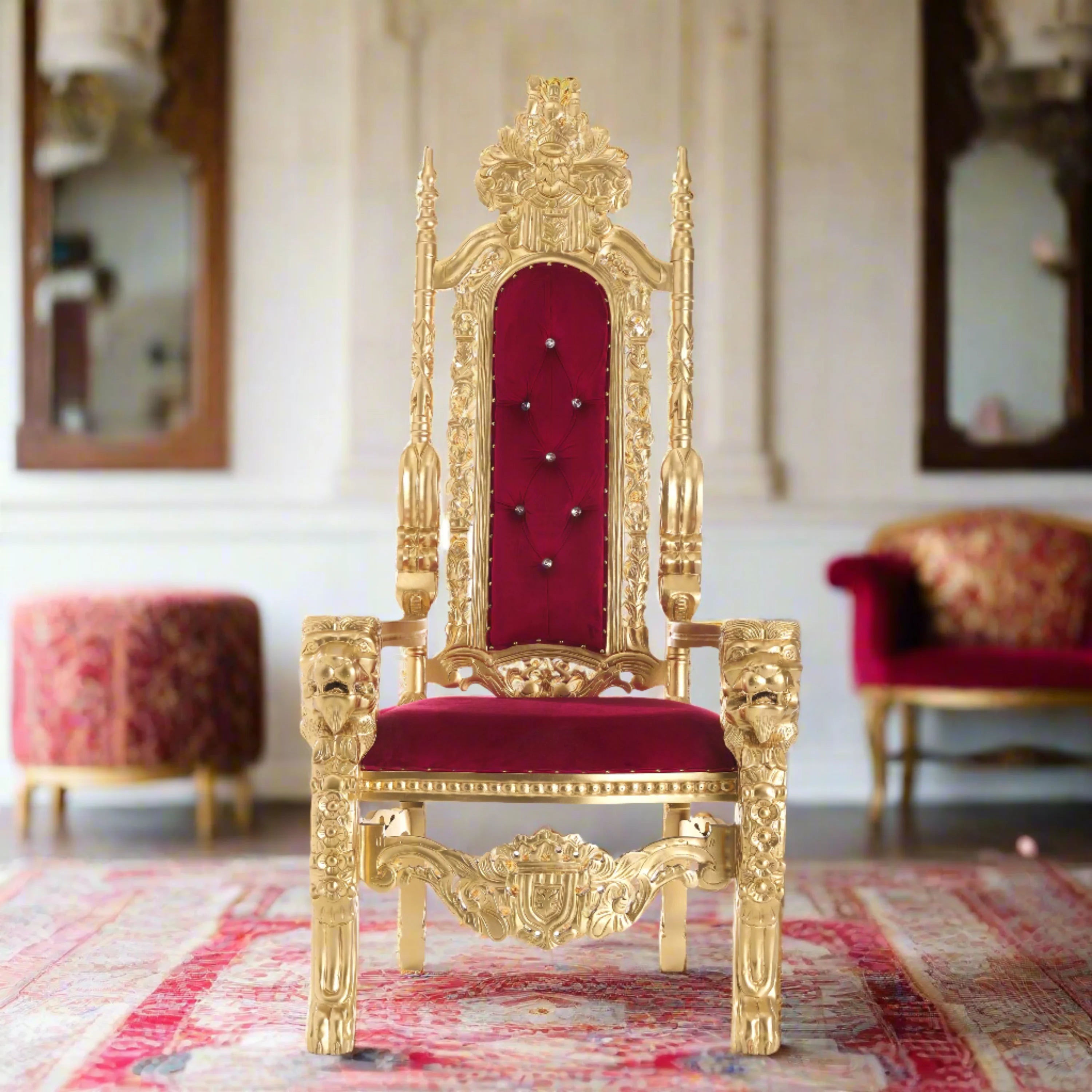 King David Lion Throne Chair - Velvet