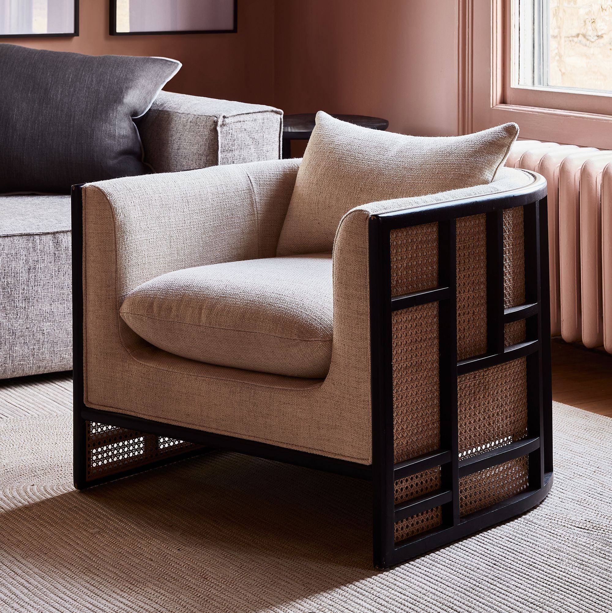 Upholstered Grid Back Chair