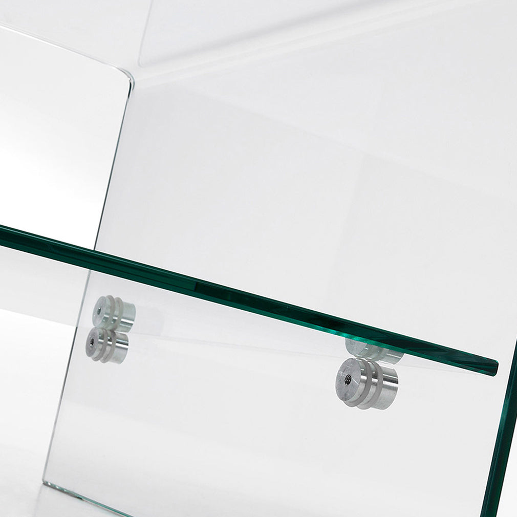 Waterfall Coffee Table with Glass Top Shelf