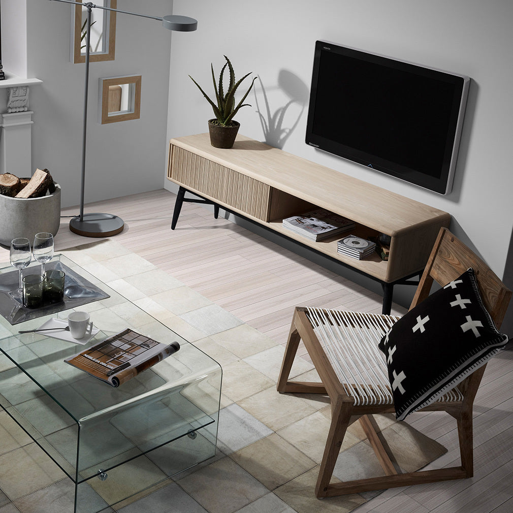 Waterfall Coffee Table with Glass Top Shelf