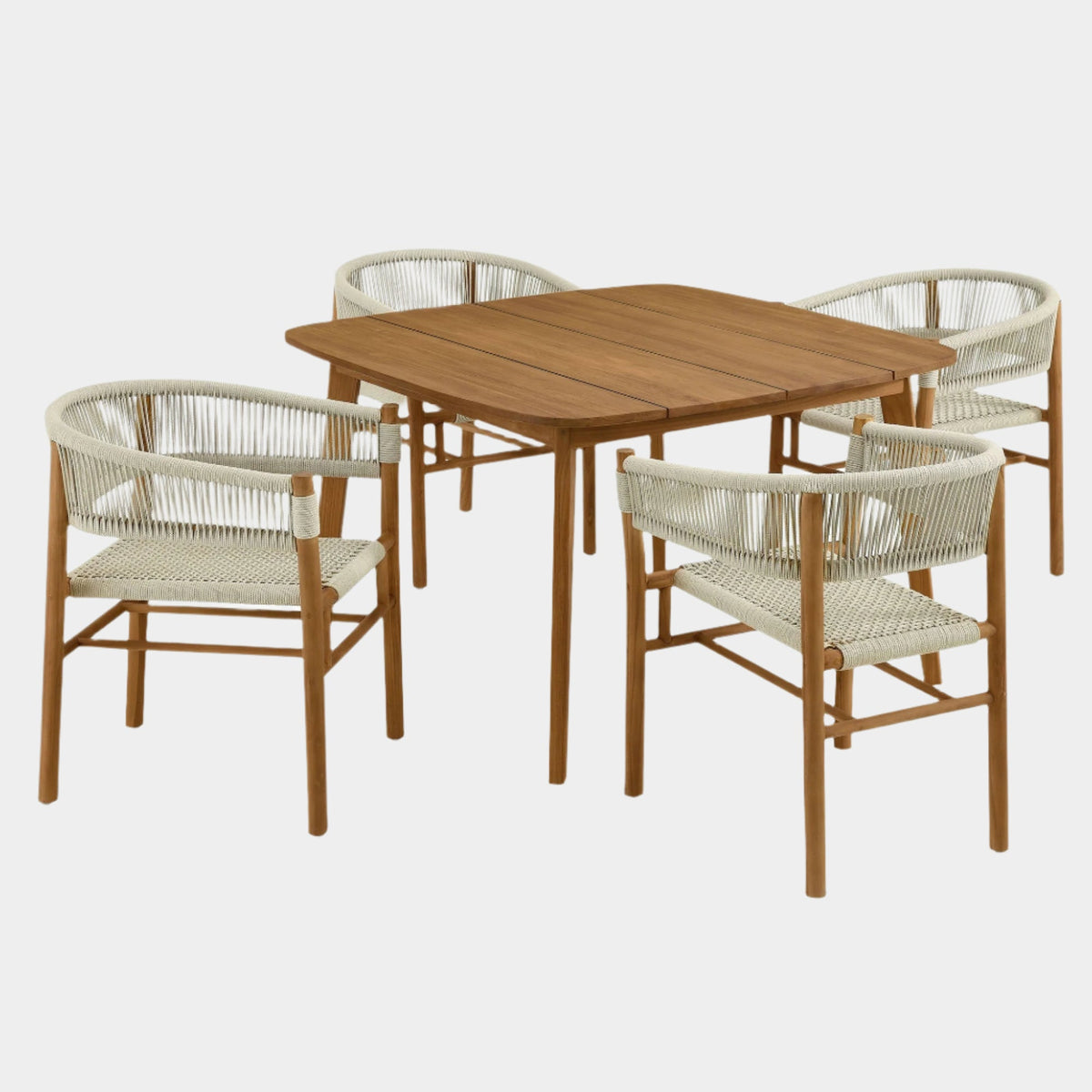 Vienna Outdoor Patio Teak & Rope Dining Set - 5 Piece