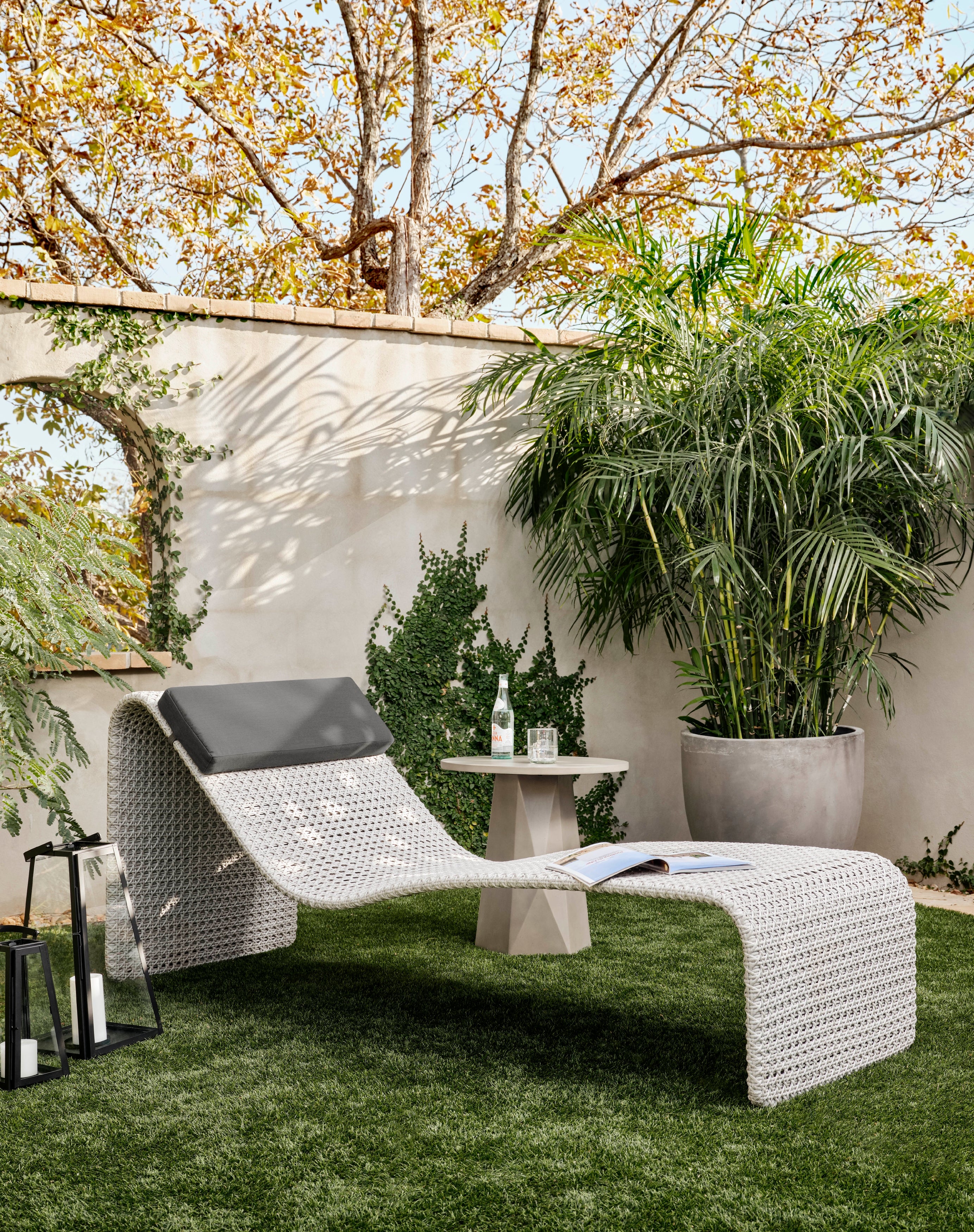 Paige Outdoor Woven Chaise - Brushed Grey
