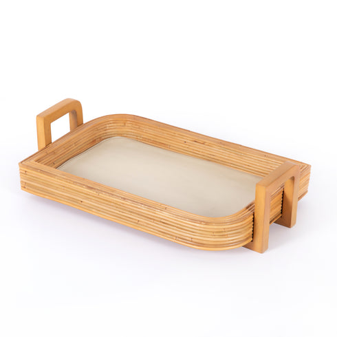CLAIRE SERVING TRAY-HONEY RATTAN