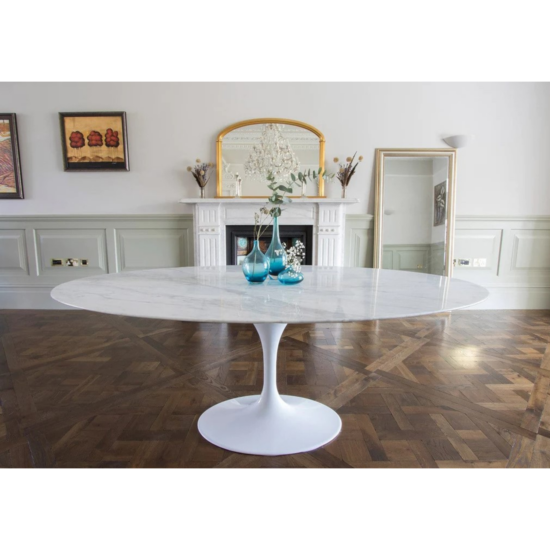 Oval Marble White Dining Table | HCD Furniture