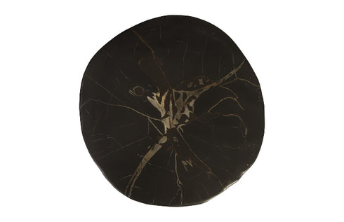 Black Round Cast Petrified Wood Stool
