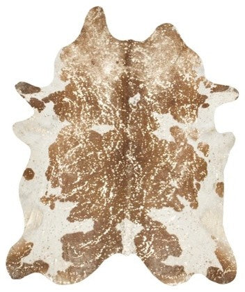 Brown and White with Gold Metallic Cowhide