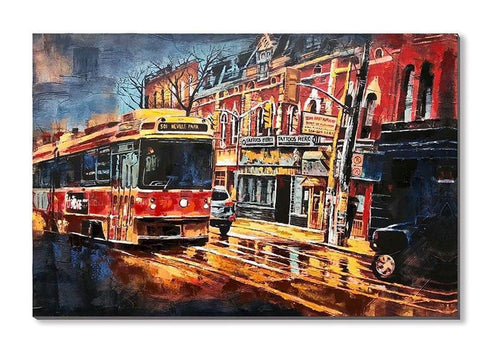 Street Car painting with Color Background - 50% Hand Painted