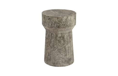 Curved Wood Stool, Thick , Gray Stone