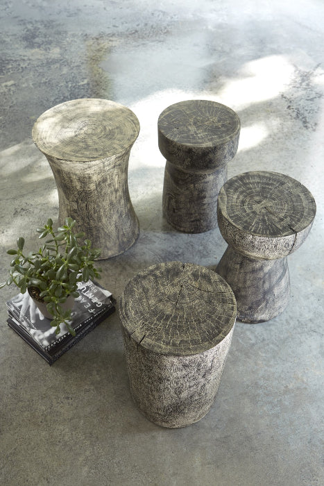 Curved Wood Stool, Thick , Gray Stone