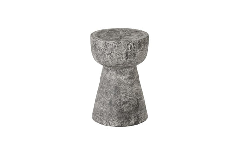Curved Wood Stool, Thin Gray Stone