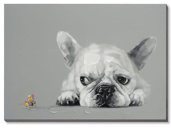 Dog with Butterfly - 50% Hand Painted