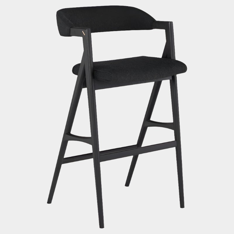 Anita Boucle Stool (Ebonized Oak Frame)