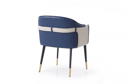 Modrest Calder - Blue & Beige Bonded Leather Dining Chair