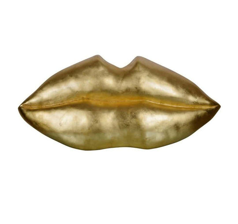 Polyresin Golden Lip Sculpture