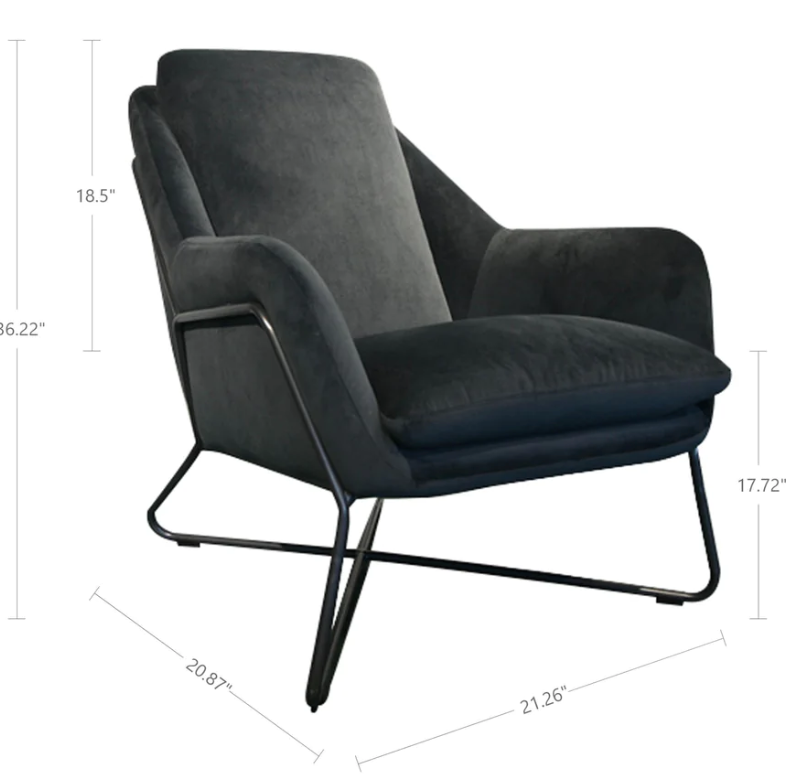 Romeo Lounge Chair - Dark Grey Velvet