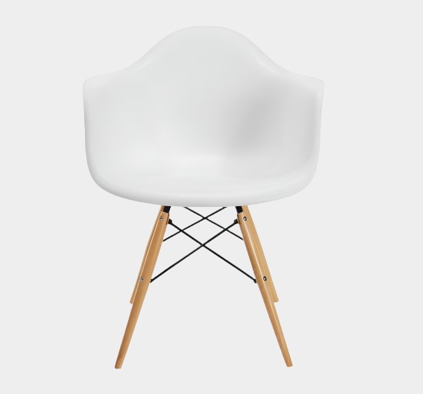 Fauteuil en plastique moulé Eames (pieds en bois naturel)