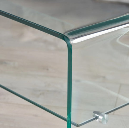 Waterfall Coffee Table with Glass Top Shelf