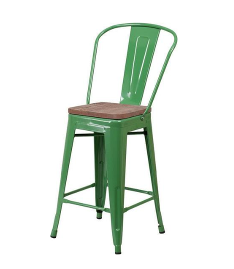 Tolix High Back w/ Wood Seat (Counter/Bar)