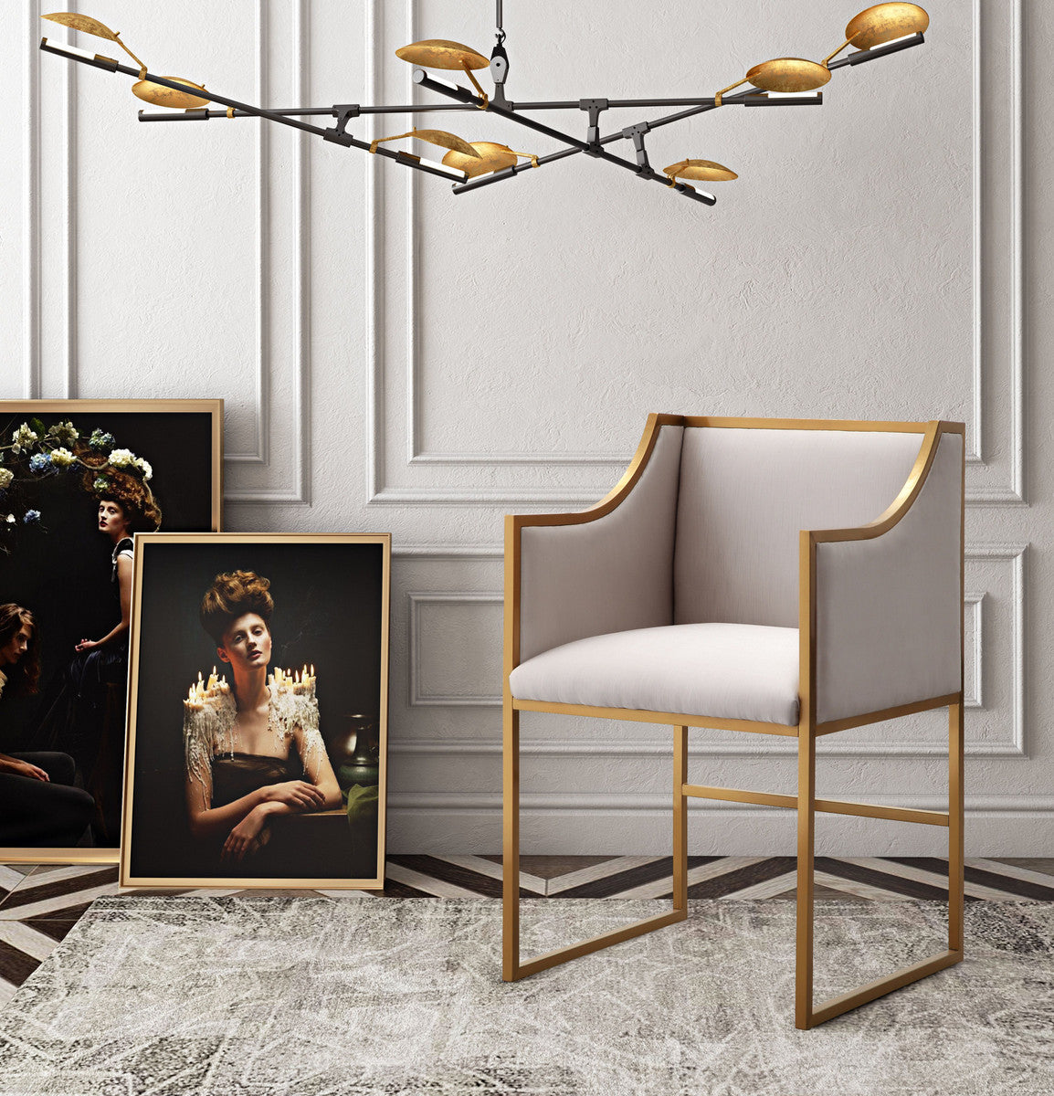 Atara Cream Velvet Gold Chair