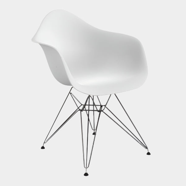 Fauteuil en plastique moulé Eames - Pieds chromés