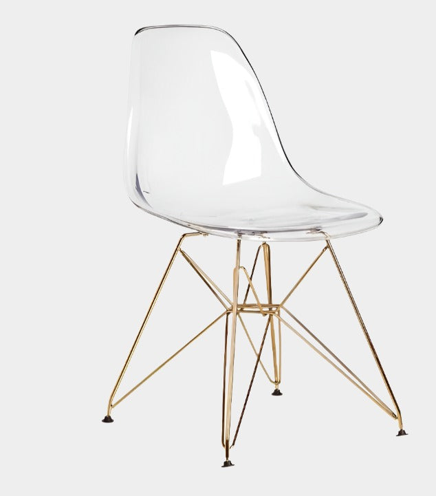 Acrylic chair with online gold legs