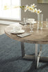 Chuleta Round Dining Table on Stainless Steel Base Chamcha Wood, Grey Stone, 60"