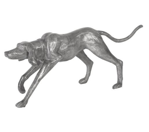 Walking Dog Sculpture Black/Silver, Aluminum