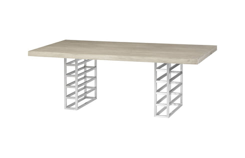 Ladder Dining Table Suar Wood, Grey/Silver Finish
