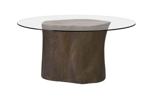 Log Dining Table 60" Glass Top, Bronze
