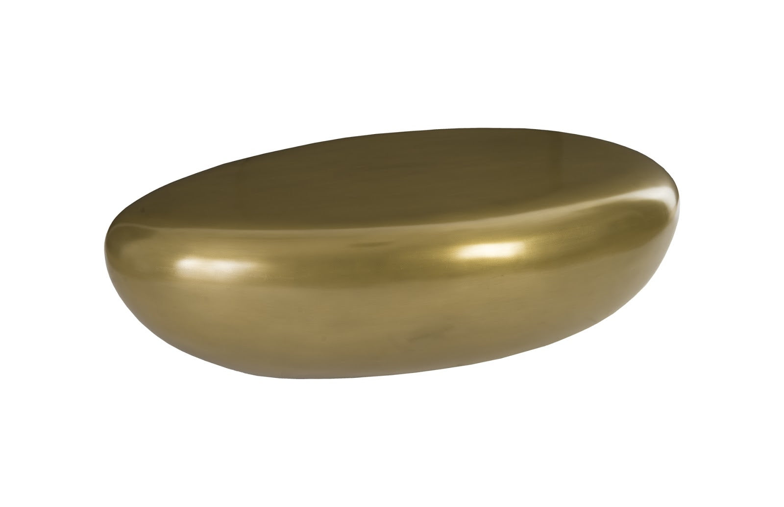 River Stone Coffee Table Large, Resin, Polished Brass Polyurethane