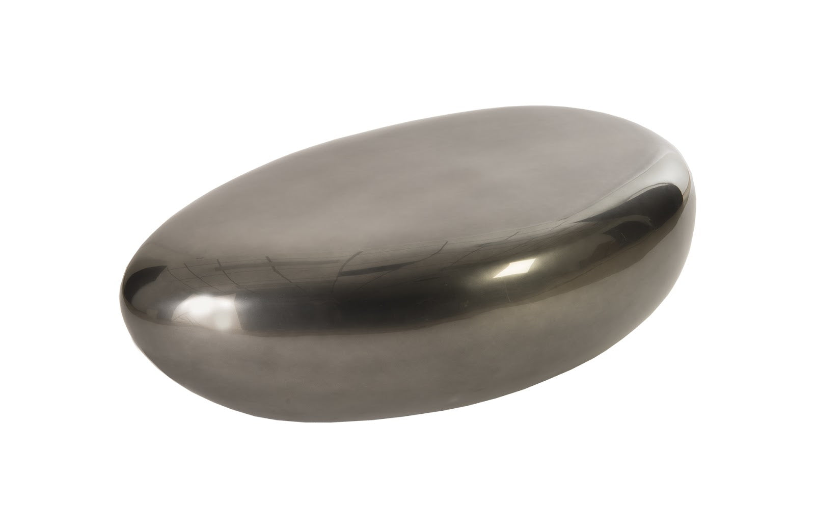 River Stone Coffee Table Small, Liquid Silver