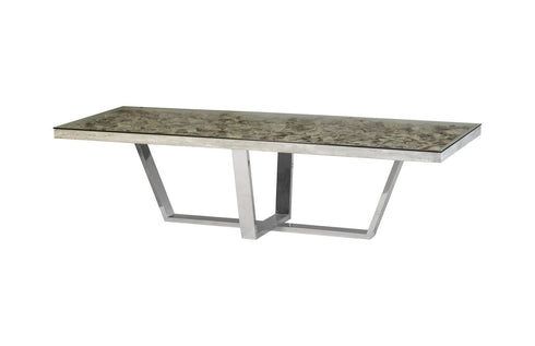 Shell Dining Table w/Glass, Escade SS Base