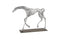 Prancing Horse Sculpture on Black Metal Base Silver Leaf