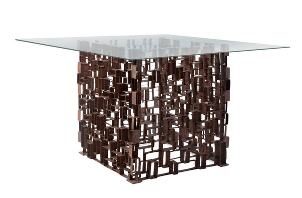 Grate Square Dining Table w/ Glass