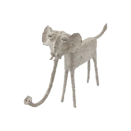 Éléphant, animal sculpté, trompe vers le bas, papier mâché