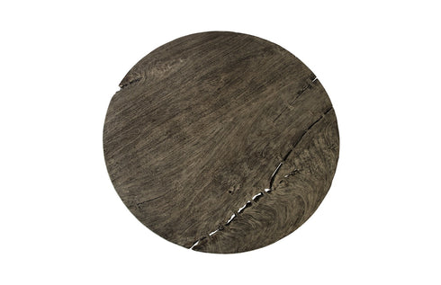 Eco Chuleta Round Dining Table on Stainless Steel Base Chamcha Wood, Grey Stone, 72"