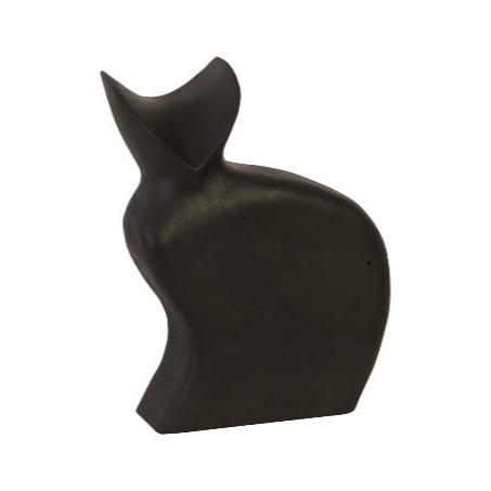 Sitting Cat Sculpture Chamcha Wood (Burnt Black)