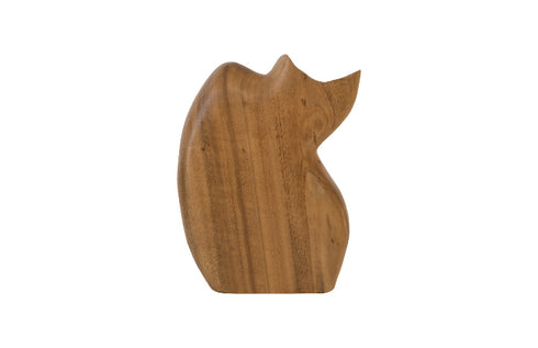 Nuzzled Cat Sculpture Chamcha Wood, Natural