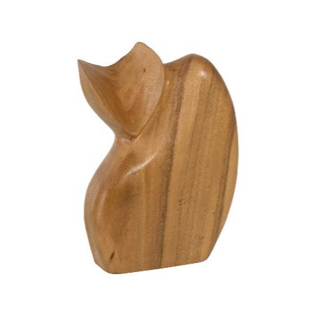 Nuzzled Cat Sculpture Chamcha Wood, Natural