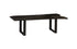 Chainsaw Dining Table with Glass Chamcha Wood, Burnt Black, Black Iron U Legs